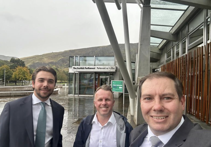 Jeff in discussions at Scottish Parliament.